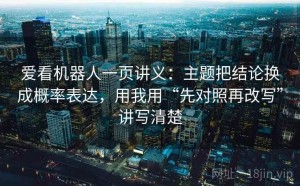 爱看机器人一页讲义：主题把结论换成概率表达，用我用“先对照再改写”讲写清楚